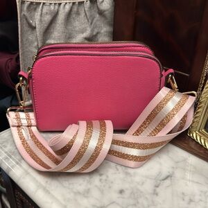 Pink Crossbody Bag with Guitar Strap